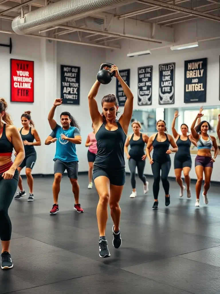 A motivating image of individuals working out with personal trainers at MEF Marseille en Forme, emphasizing personalized fitness goals.